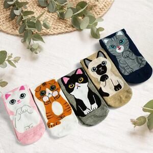 NWOT Women's Novelty Cat Kitty Low Cut Ankle Socks Lightweight Casual Summer